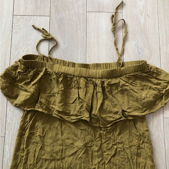 H&M Off the Shoulder Strappy Dress in Olive Green Size 6 - Picture 5 of 8